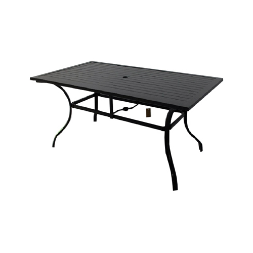 Four Seasons Courtyard ALE26412H60 Chesapeake Slat-Top Patio Dining Table, Pewter Aluminum Frame, 40 x 68-In.