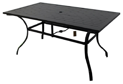 Four Seasons Courtyard ALE26412H60 Chesapeake Slat-Top Patio Dining Table, Pewter Aluminum Frame, 40 x 68-In.