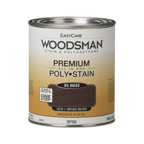 Woodsman Stain & Polyurethane In One, Oil-Base Satin, Antique Walnut, Qt.