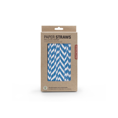 KIKKERLAND DESIGN CU13BL Paper Straws, Biodegradable, Blue, 144-Ct.
