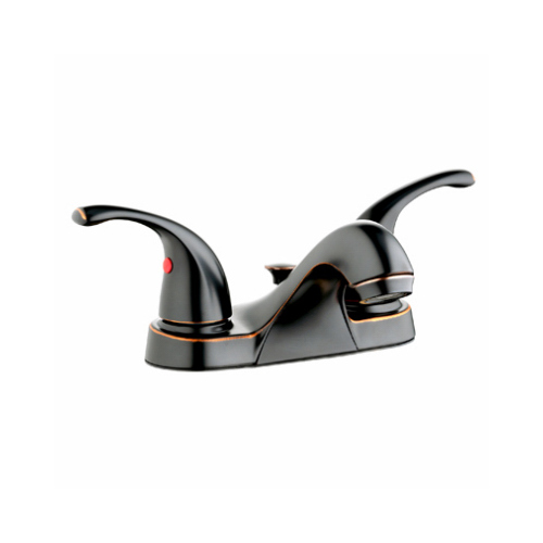 HomePointe 242113 Centerset Lavatory Faucet With Pop-Up, 2 Zinc Lever Handles, Brushed Bronze