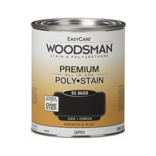 Woodsman Stain & Polyurethane In One, Oil-Base Gloss, Espresso, Qt.