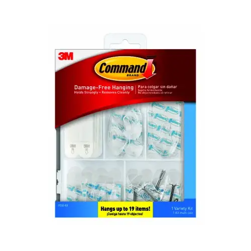 Hanging Hooks, General Purpose, Assorted, Clear - pack of 53