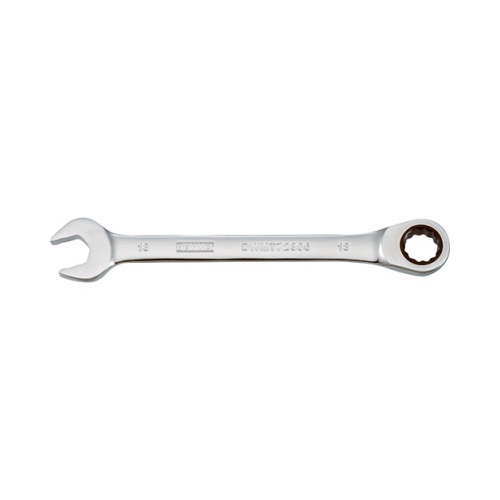 Combination Wrench, Metric, 18 mm Head, 9-7/32 in L, 12-Point, Chrome, Comfort-Grip Handle