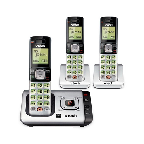 VTECH COMMUNICATIONS CS6729-3 Cordless Phone Answering System, Caller ID/Call Waiting, 3-Handset