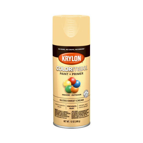 COLORmaxx Spray Paint + Primer, Gloss Sweet Cream, 12-oz.