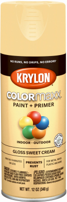 KRYLON DIVERSIFIED BRANDS K05542007 COLORmaxx Spray Paint + Primer, Gloss Sweet Cream, 12-oz.