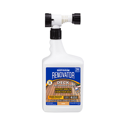 Rust-Oleum 332889 Renovator Deck Stain, Semi-Transparent, Hose Mount, Cedar, 56-oz.