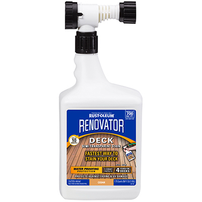 Rust-Oleum 332889 Renovator Deck Stain, Semi-Transparent, Hose Mount, Cedar, 56-oz.