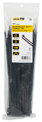 ECM INDUSTRIES LLC CT11-50100UVB Standard Duty Cable Tie, UV Black, 11-In - pack of 100