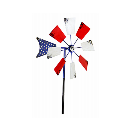 EXHART ENVIRONMENTAL SYSTEMS 12788 Patriotic Kinetic Windmill Garden Stake, Metal, 54-In.