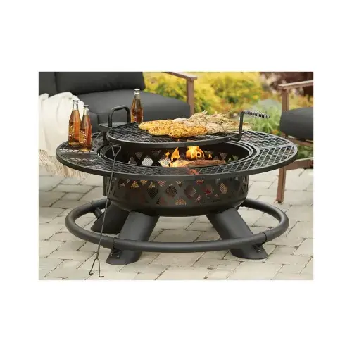 Big Horn SRFP96 47 In. Camp Black Round Steel Fire Pit