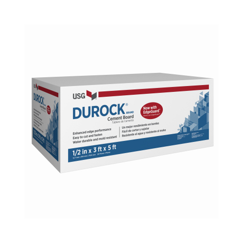 USG 172954-XCP50 Cement Board Durock 3 ft. W X 5 ft. L X 1/2" Gray - pack of 50