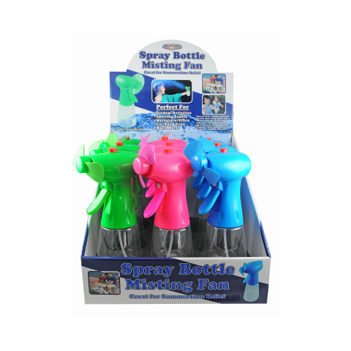 Spray Bottle Misting Fan, Assorted Colors, Includes Batteries