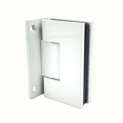 Designer Series Shower Door Wall Mount Hinge With Full Back Plate Gloss White
