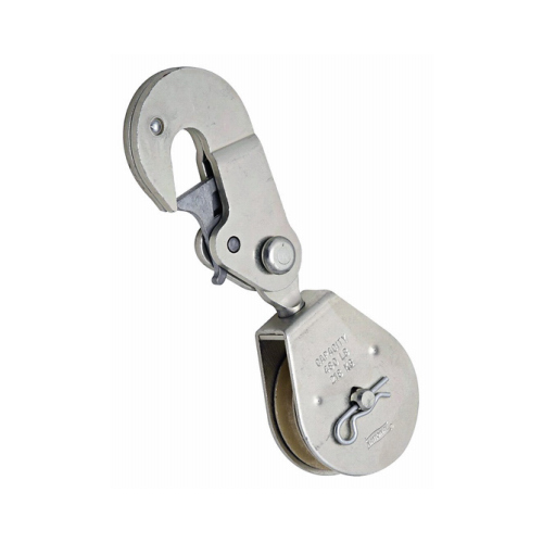 3223BC 2" Latching Swivel Hook Single Pulley Zinc Plated Finish