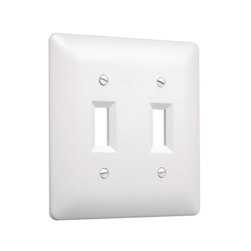 RACO INCORPORATED 4400WH TayMac Masque 2000 Series Wall Plate, 2 Gang, 2 Toggle, White