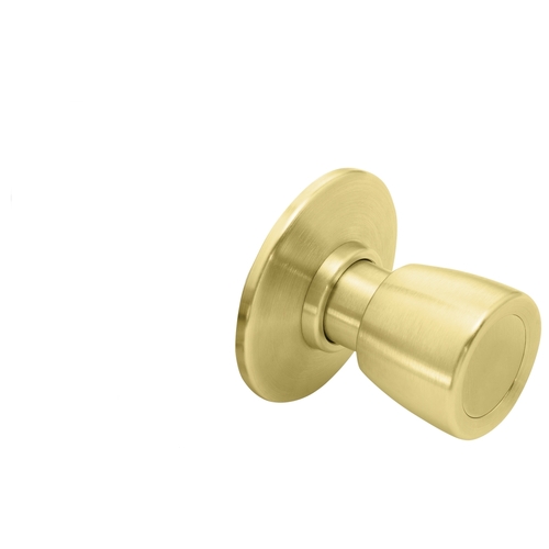 Grade 1 Single Dummy Cylindrical Lock, 6 Knob, Non-Keyed, Satin Brass Finish, Non-handed Satin Brass