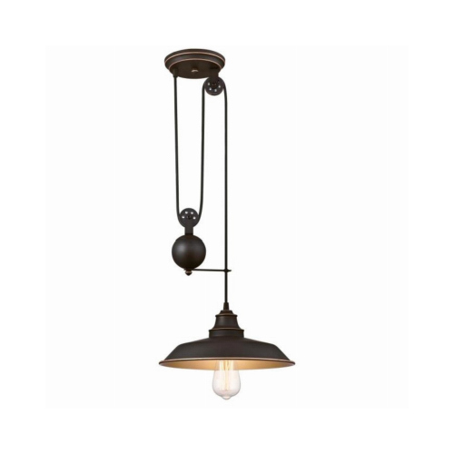 Pulley Pendant Light with Highlights, 120 V, 1-Lamp, Oil Rubbed Bronze Fixture