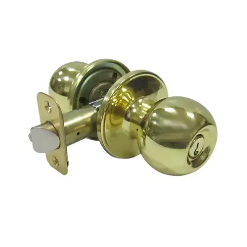 Ball-Style Knob Entry Lockset, Polished Brass