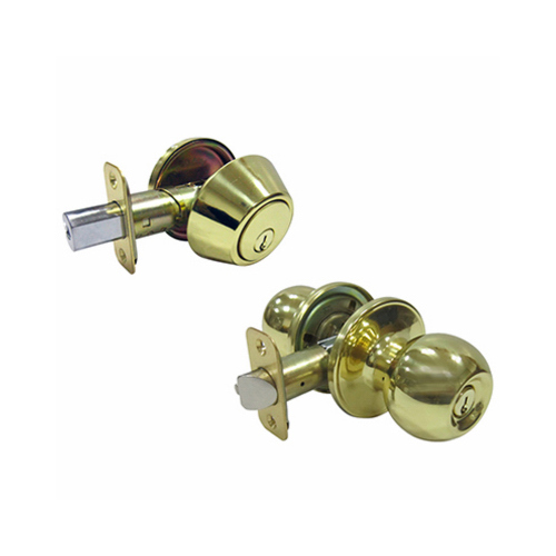 Combination Lockset, Polished Brass - pack of 3