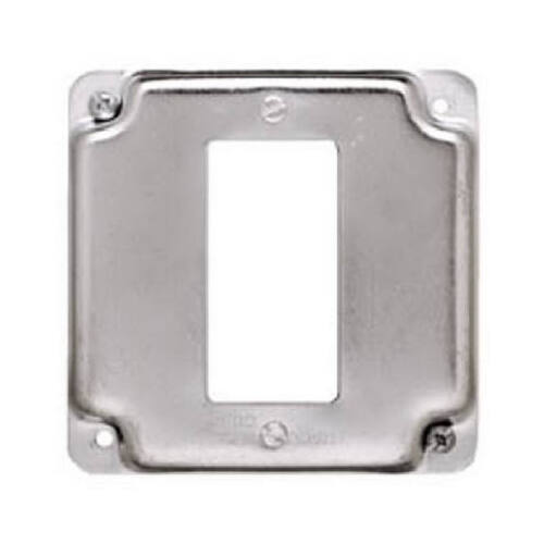 RACO INCORPORATED 808C GFI Receptacle Box Cover, Single, Flat Corner Square, Steel, 4-In.