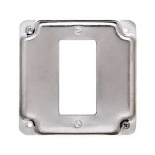 GFI Receptacle Box Cover, Single, Flat Corner Square, Steel, 4-In.