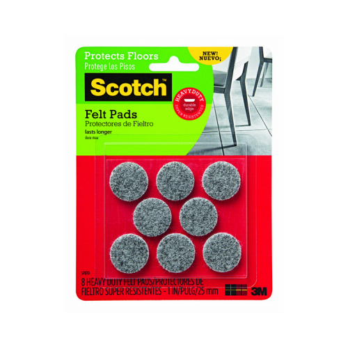 Felt Furniture Pads, 1-In. Round, Gray, 8-Ct.