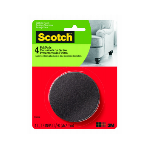 Felt Furniture Pads, 3-In. Round, Brown, 4-Ct.