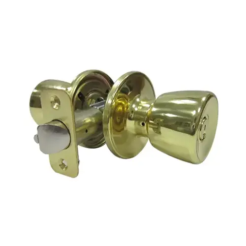 Entry Lockset, Medium Tulip-Style Knob, Polished Brass - pack of 3