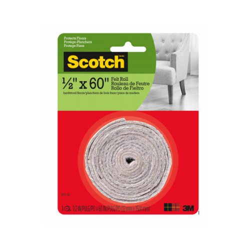 3M SP811NA Felt Pad Roll, Adhesive, Beige, 1/2 x 60In.