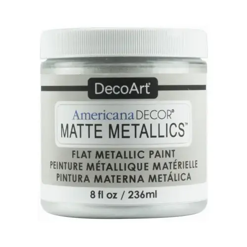 Americana Decor Matte Metallic Craft Paint, Soft Silver, 8-oz.