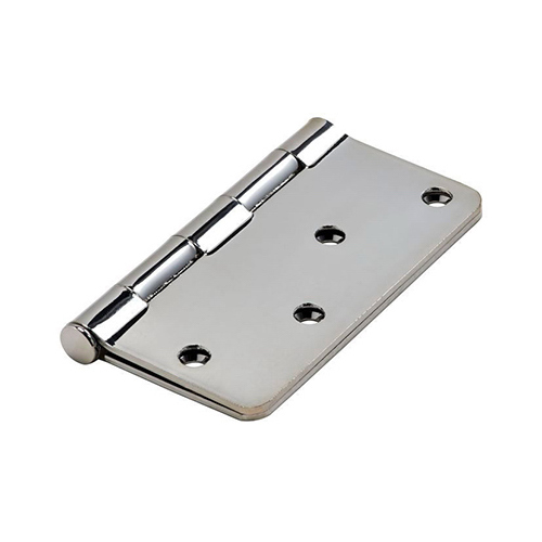 Door Hinge, 4 in H Frame Leaf, Steel, Polished Chrome, Non-Rising, Removable Pin, 50 lb