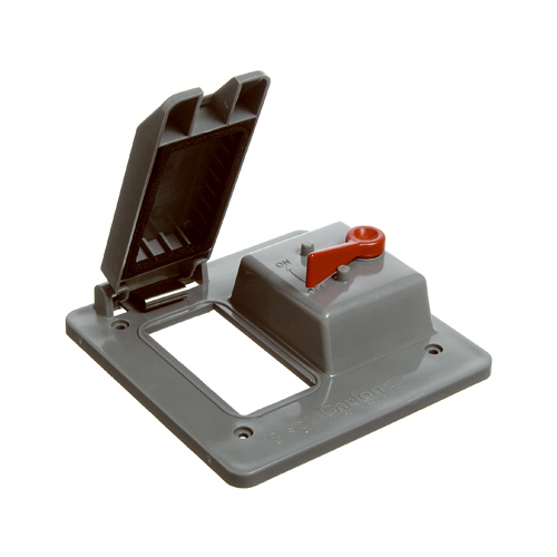 GFCI & Toggle Switch Box Cover, PVC, 2-Gang