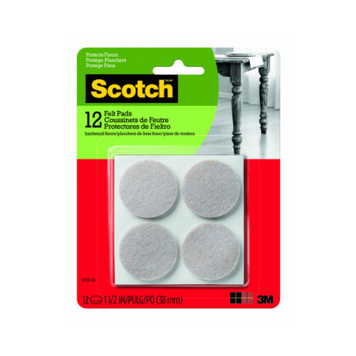 Felt Furniture Pads, 1.5-In. Round, Gray, 12-Ct.