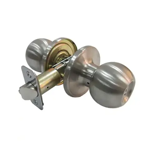 Entry Lockset, Ball-Style Knob, Stainless Steel