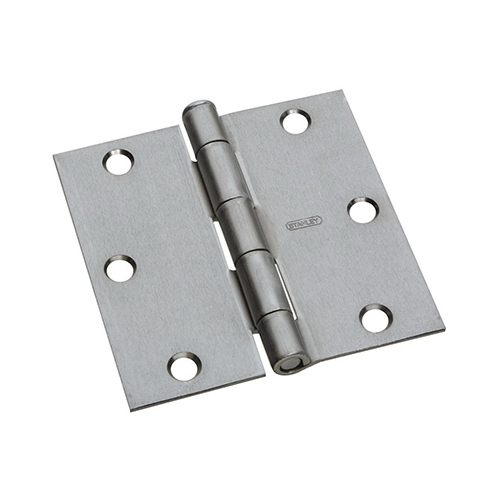 Door Hinge, Interior, Square-Edge, Satin Chrome, 3-In.