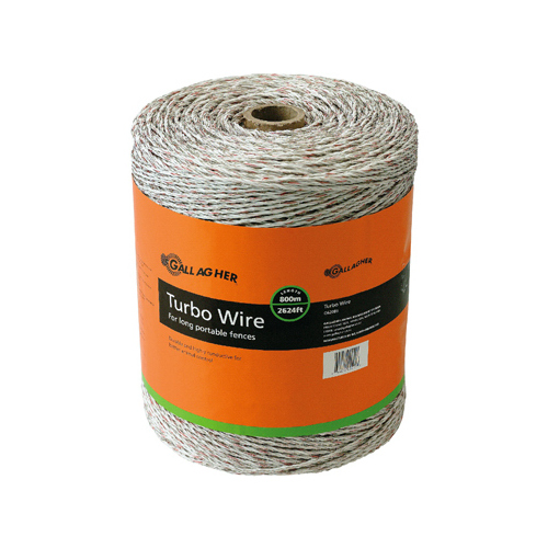 Electric Fence Turbo Wire, Ultra White, 1/16-In. x 2,624-Ft.