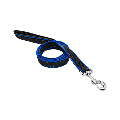 Pet Expert Reflective Dog Leash, Black/Blue, 3/4-In. x 6-Ft. - pack of 3