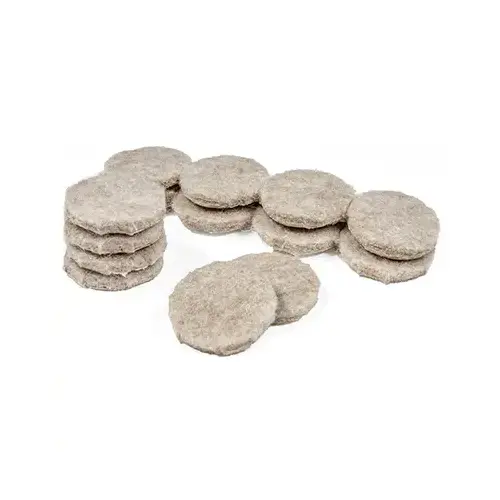 Furniture Pads, Self-Adhesive, Tan Felt, Round, 1-In - pack of 16