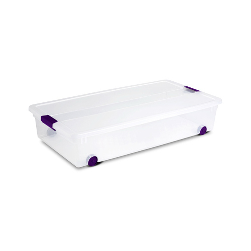 Clear View Latch Underbed Storage Box, Wheeled, 60-Qts.