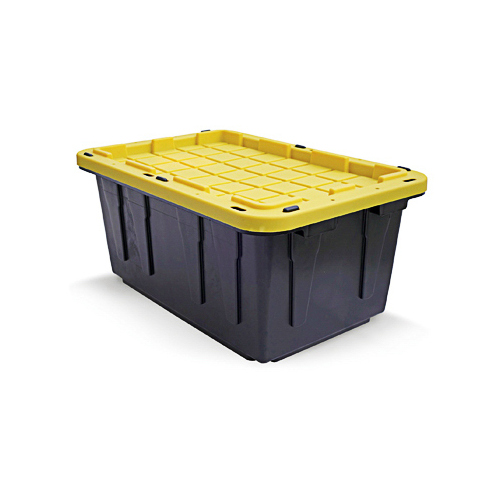MAVERICK PLASTICS LLC 17100-04 Tough Box Tote, Black & Yellow, 17-Gallons