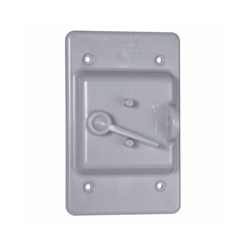 RACO INCORPORATED PTC100GY Toggle Switch Cover, 1.88 in L, 3 in W, 1-Gang, Polycarbonate, Gray