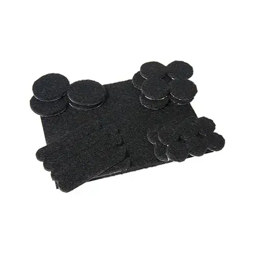 Felt Pads, Self-Adhesive, Black, Assorted - pack of 33