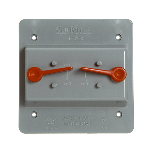Carlon E9G2SSNR Double Toggle Switch Box Cover, PVC, 2-Gang
