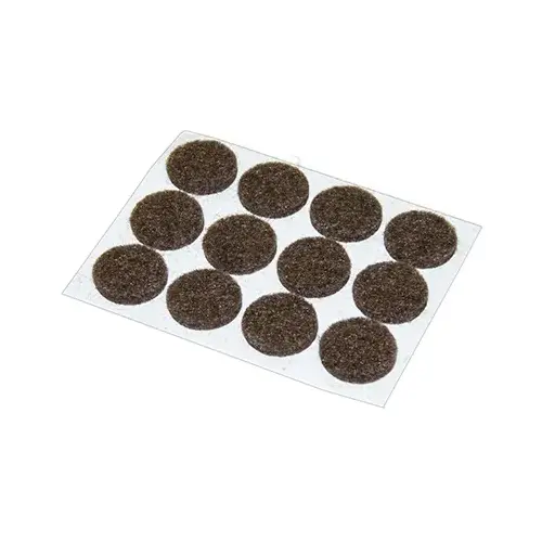 Furniture Pads, Self-Adhesive, Brown Felt, Round, 1/2-In - pack of 12