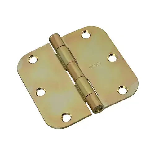 Door Hinge, Interior, Round-Edge, Brass Tone, 3.5-In.