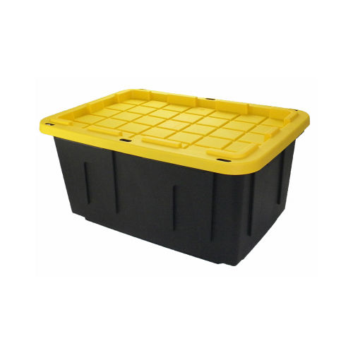 MAVERICK PLASTICS LLC 27GBLKYW-06 Tough Storage Box, 27-Gallons