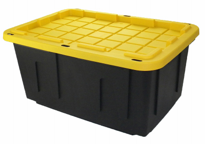 MAVERICK PLASTICS LLC 27GBLKYW-06 Storage Box, Black & Yellow, 27 Gallons