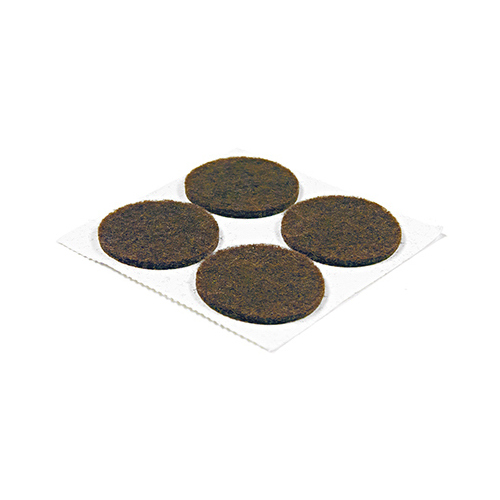 Furniture Pads, Self-Adhesive, Brown Felt, Round, 1-In - pack of 4